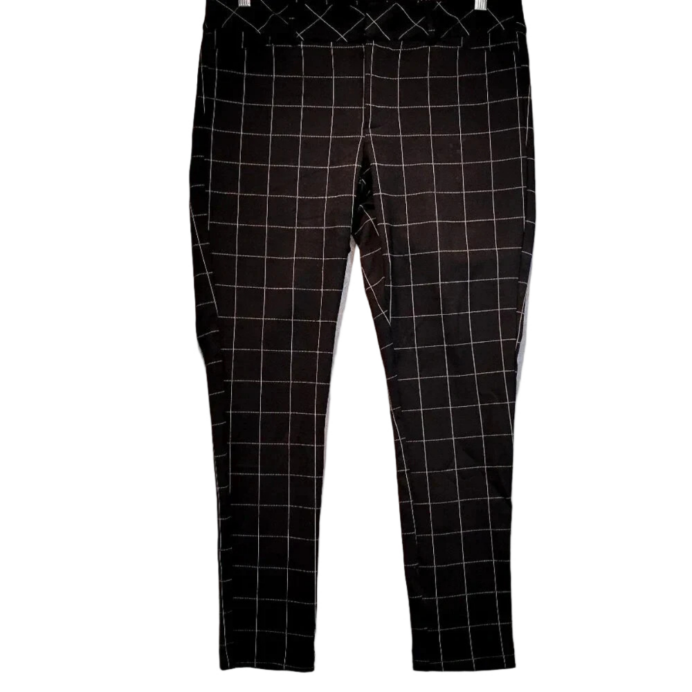 Elle Women's Black & White Plaid Stretch Pants in Size 10